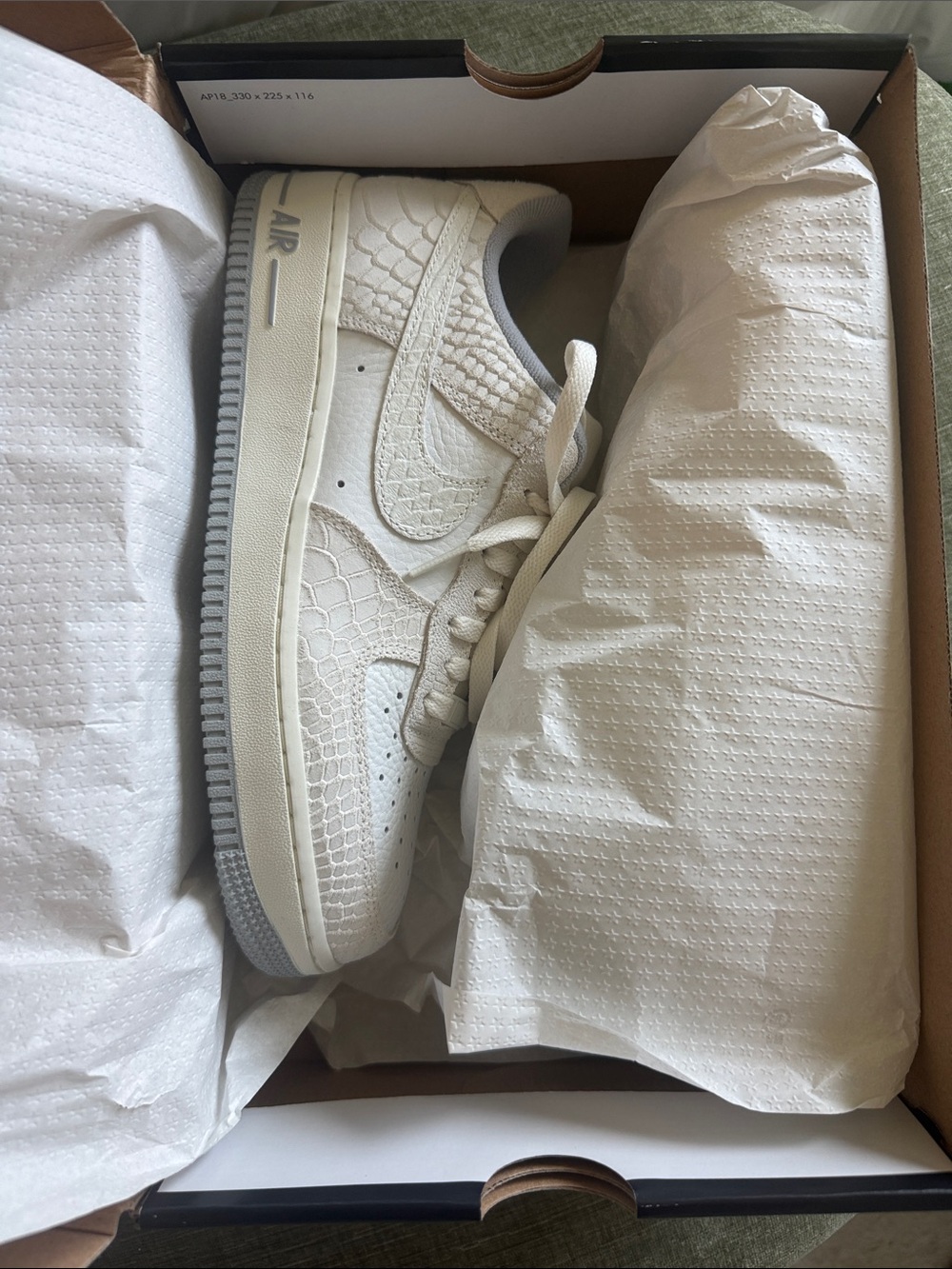 Nike Low-Top Sneakers in Cream and Light Gray Croc Texture
